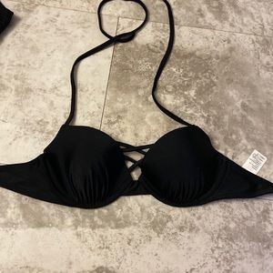 Black cross bathing suit top